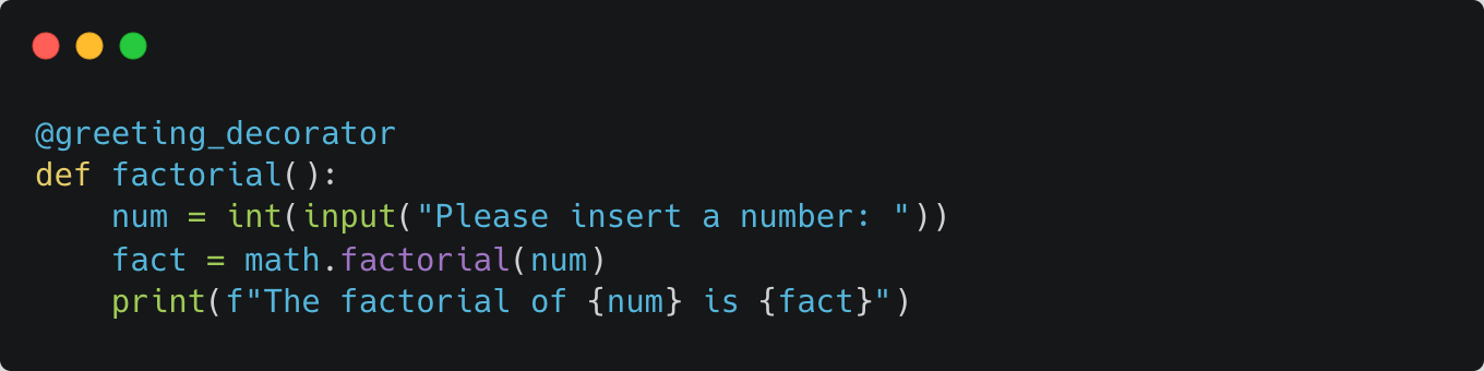 Decorating factorial function