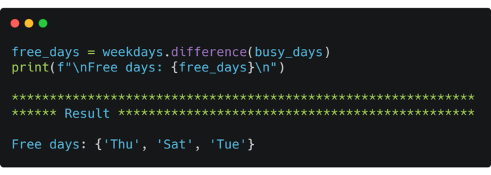 Difference example. Python.