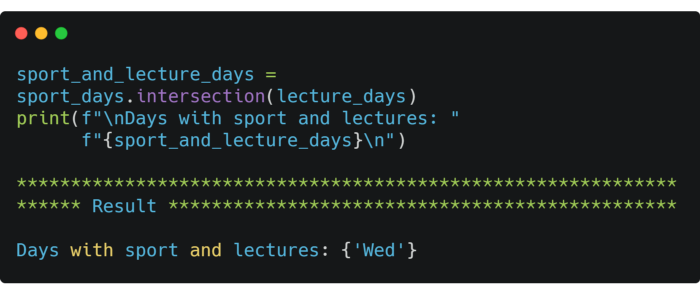 Intersection example. Python.